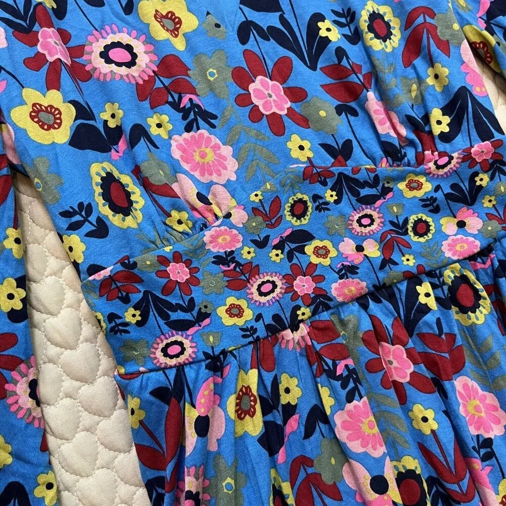 NWOT Boden Jersey Mini Tea Dress Long Moroccan Blue Flora Bloom Size 6L - Picture 6 of 10